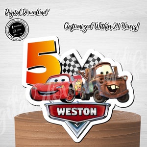 Personalized Cars Cake Topper: Lightning McQueen, Mater (Digital Download)