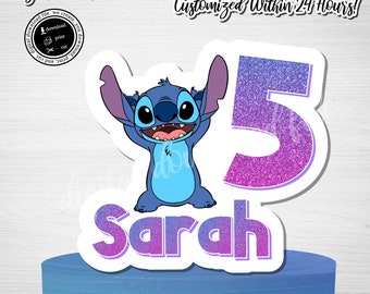 Adorno para tarta de cumpleaños con puntada personalizada (descarga digital)