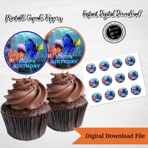 Finding Dory Cupcake Toppers: Birthday Party Decorations (Digital Download)