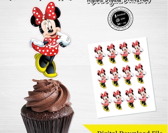 MINNIE MOUSE Cupcake Toppers, Minnie Mouse Cupcake Toppers, Printable Cupcake Toppers Minnie Mouse, Minnie Mouse, Digital Download