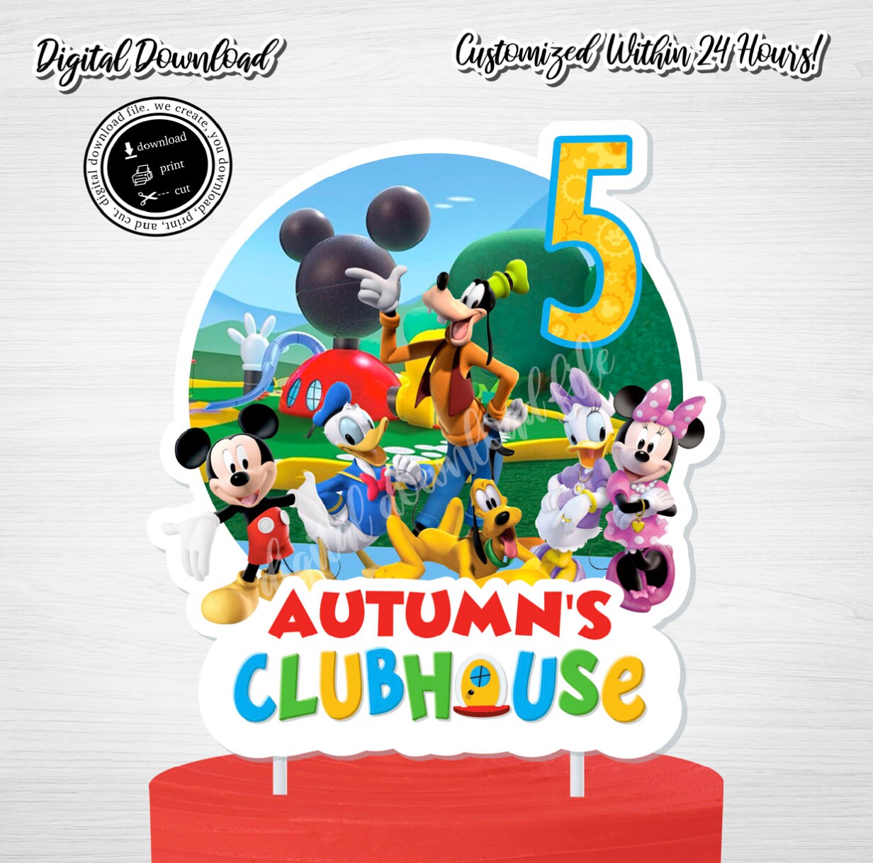 printable mickey mouse clubhouse cake topper mickey mouse etsy ireland
