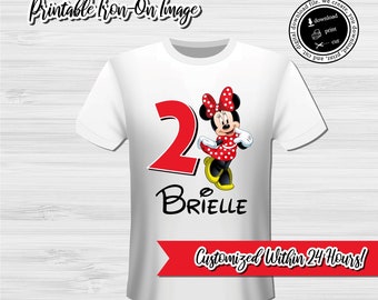 Aangepaste afbeelding Minnie Birthday opstrijkbare verjaardag: zelfgemaakt shirtontwerp (digitale download)