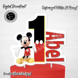 Printable MICKEY MOUSE Birthday Cake Topper, Mickey Mouse Topper, Mickey Mouse Printable,Mickey Mouse Sign, 1st Birthday Mickey, Digital DIY