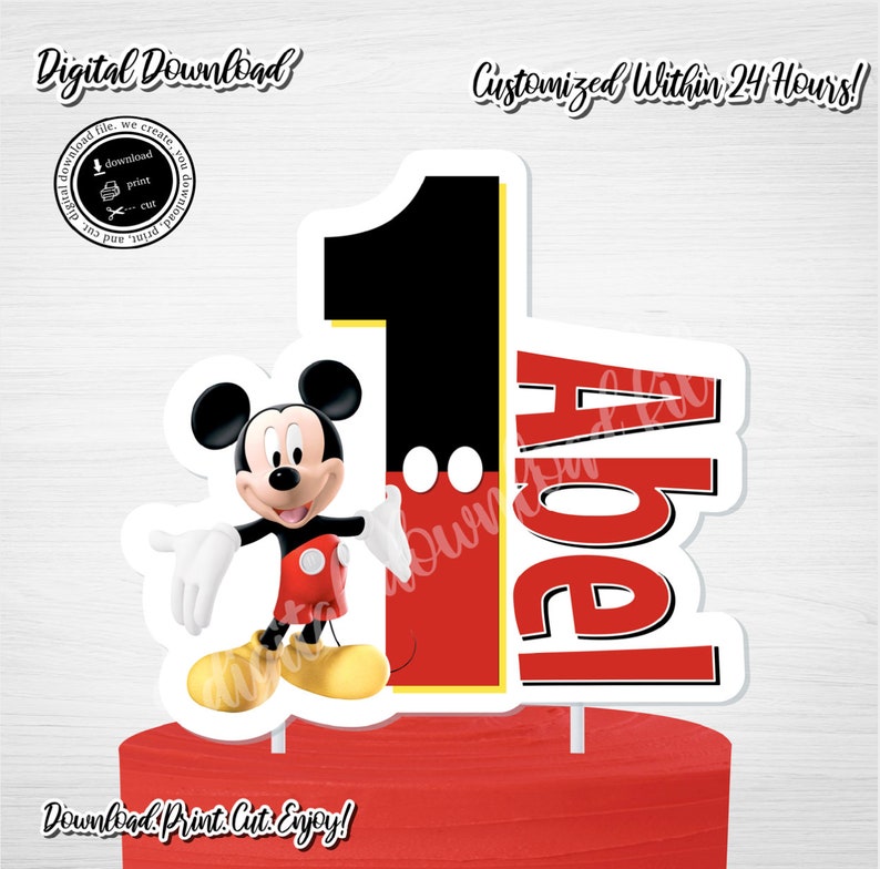 Printable MICKEY MOUSE Birthday Cake Topper Mickey Mouse - Etsy