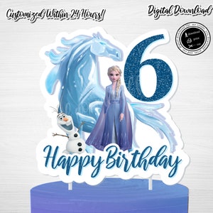 Decorazione per torta Frozen 2: Elsa, Nokk, 6° compleanno (download digitale)