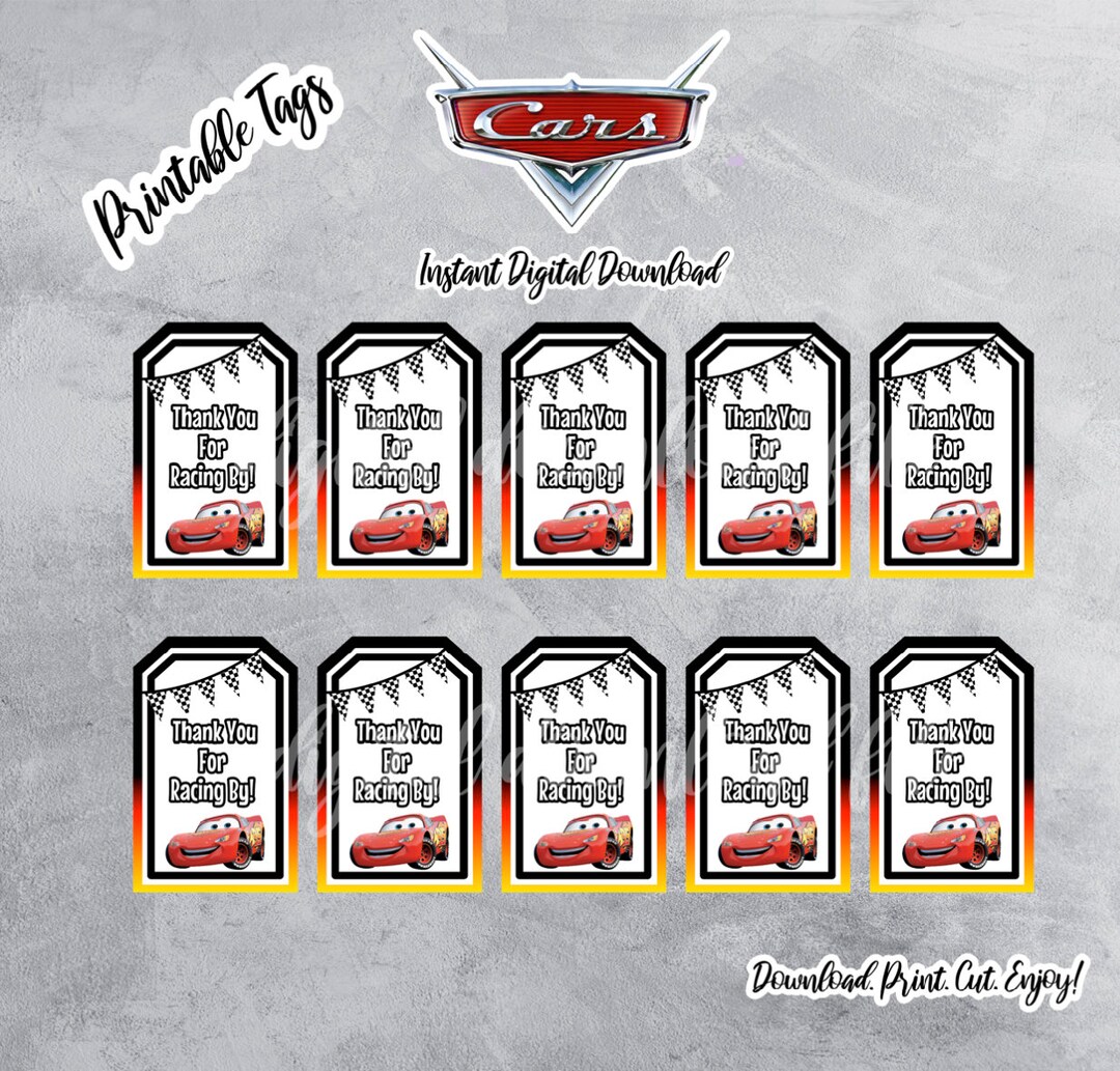 Cars Favor Tags: Lightning Mcqueen Birthday Party (digital Download) - Etsy