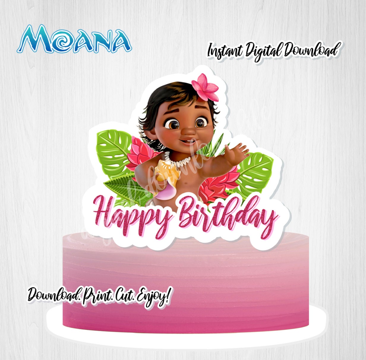 Personalised Moana Cake Topper, Birthday Decorations, 3D Personalised | eBay
