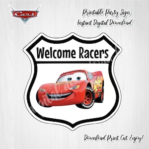 Cars Birthday Sign: Welcome Racers Party Decor (Digital Download)