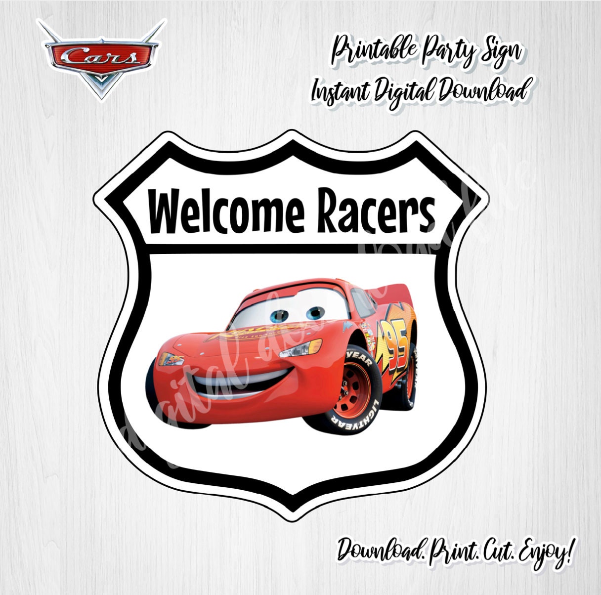 cars birthday sign cars door sign instant download cars party sign printable cars sign welcome racers lightning mcqueen centerpiece