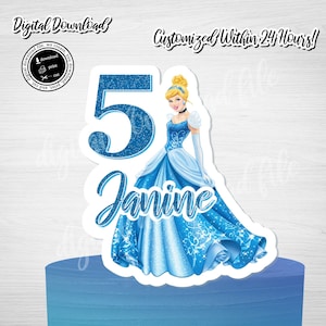 Cinderella Cake Topper: Personalized Birthday Centerpiece (Digital Download)