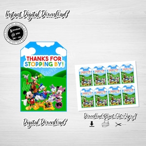 Mickey Mouse Favor Tags: Clubhouse Birthday Party, Printable (Digital Download)