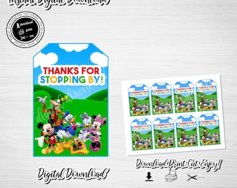 Mickey Mouse Favor Tags: Clubhouse Birthday Party, Printable (Digital Download)