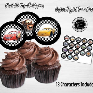 Cars Movie Cupcake Toppers: Lightning McQueen Birthday Party (PDF Digital Download)