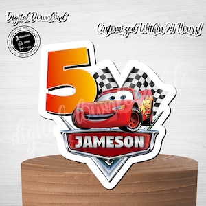 Personalized Cars Cake Topper: Lightning McQueen Birthday (Digital Download)