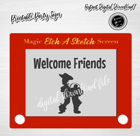 Toy Story Etch A Sketch Sign: Welcome Friends Party Decor (Digital Download)