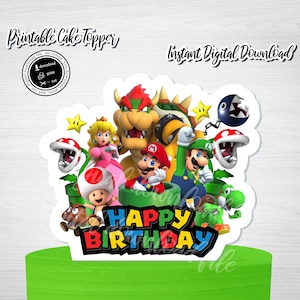 INSTANT DOWNLOAD, Digital File Birthday Cake Topper, DIY Cake Topper, Party Decor, Happy Birthday Cake Topper Instant Download Digital File