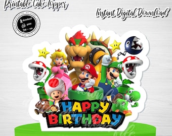 Mario Cake Topper: Geburtstag Tortendeko (Digitale Datei)
