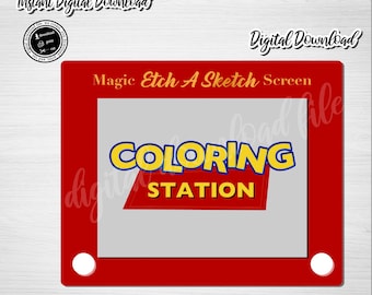 Toy Story Coloring Station Sign: Etch A Sketch Theme (Digital Download)
