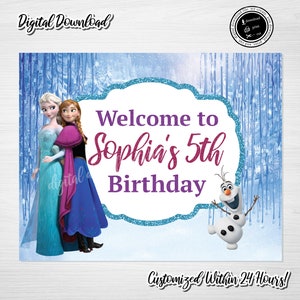 Personalized Frozen Birthday Sign: Elsa and Anna Party Decor (Digital Download)