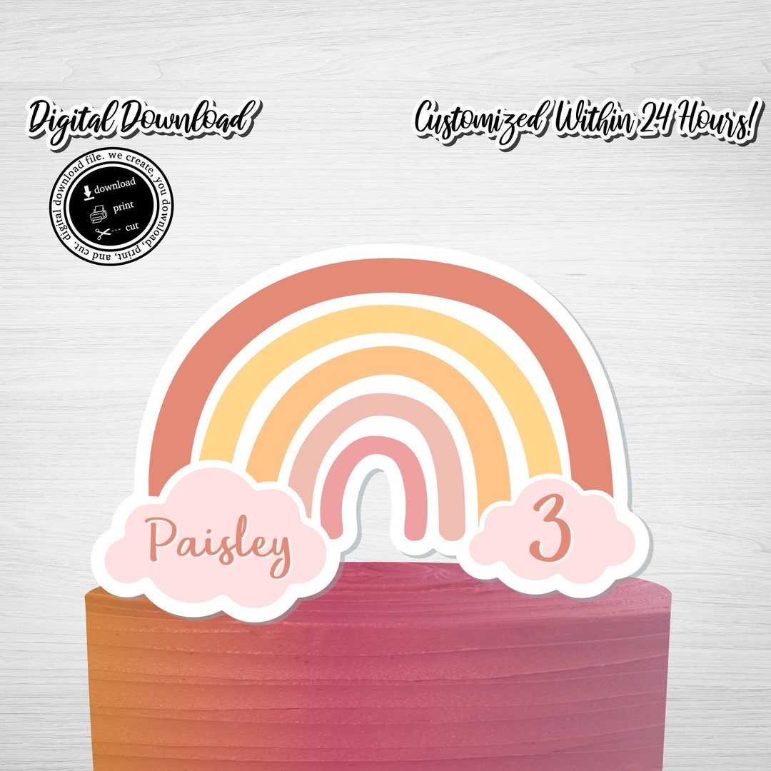 Printable RAINBOW Cake Topper, Rainbow Cake Topper, Rainbow Clouds Cake ...