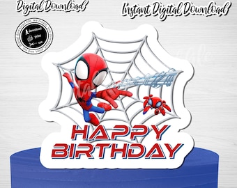 Spidey Cake Topper: Spiderman Geburtstagsparty (Digitaler Download)