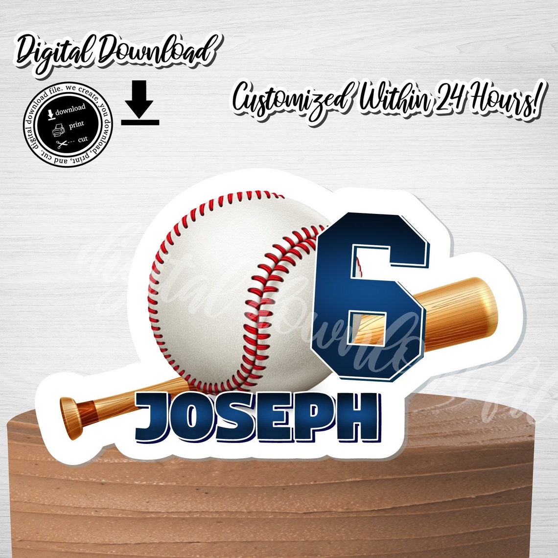 Printable BASEBALL Cake Topper Baseball Themed Personalized - Etsy
