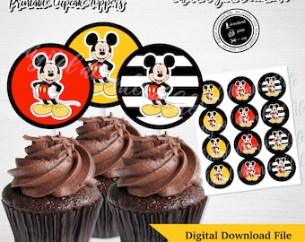 MICKEY MOUSE Cupcake Toppers, Mickey Mouse, Mickey Mouse Cake Topper, Mickey Mouse Themed, Mickey Party, Cupcake, Digital Download