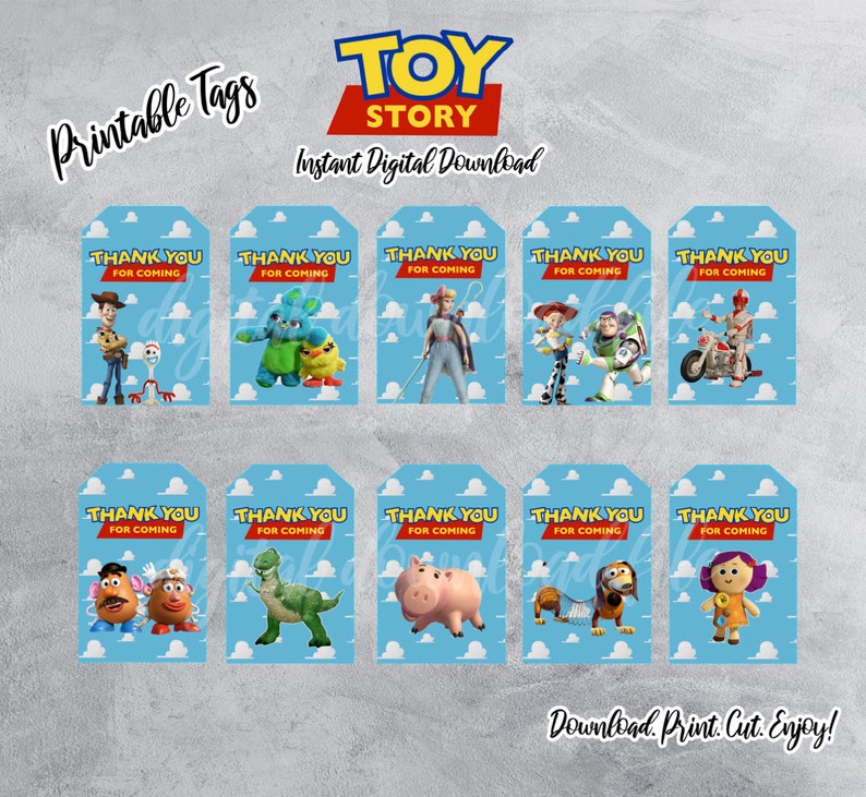 Printable TOY STORY 4 Thank You Tags Party Favor Tags Toy Etsy