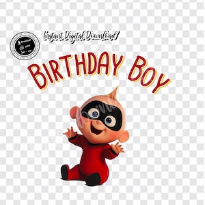 Imagen termoadhesiva de Jack Jack Birthday Boy (archivo PNG digital)