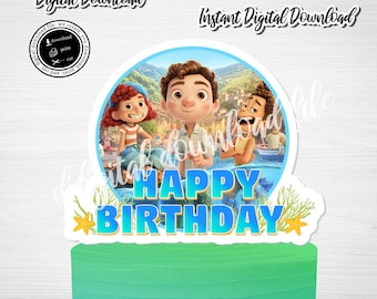 Adorno para tarta de cumpleaños de Luca: Centro de mesa imprimible (descarga digital)