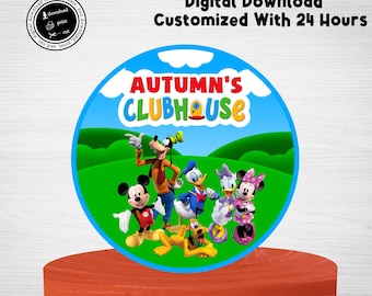 Topper per torta personalizzato Mickey Mouse Clubhouse (download digitale)