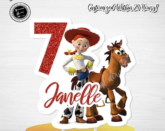 Adorno para tarta de Jessie de Toy Story: Letrero personalizado para fiesta de cumpleaños (Descarga digital)