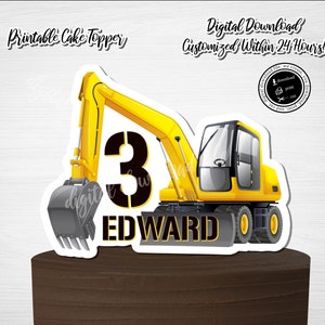 Excavator Cake Topper: Construction Birthday Party Centerpiece (Digital Download)