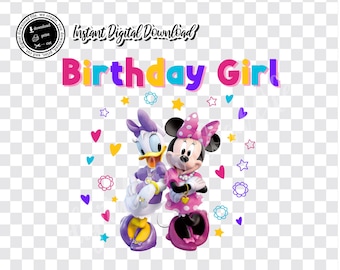 Minnie Mouse Birthday Girl Iron On Image: PNG Digital File (Instant Download)