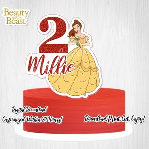 Princess Belle Cake Topper: Custom Birthday Party Decor (Digital Download)