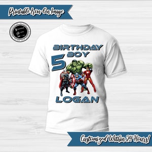Avengers Birthday Shirt Iron On Transfer: Personalized Superhero Party (Digital Download)