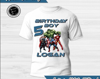 Chemise d'anniversaire Avengers Iron On Transfer : fête de super-héros personnalisée (téléchargement numérique)