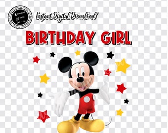 Mickey Mouse Birthday Girl Iron On Image: Printable PNG (Digital File)