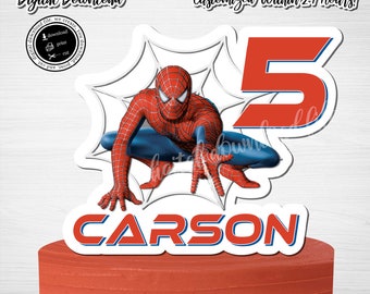 Spiderman Birthday Cake Topper: Personalized Party Sign (Digital Download)