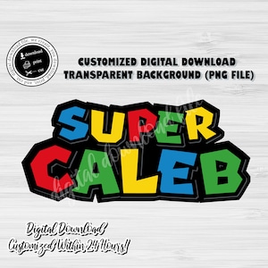 Aangepast op SUPER MARIO geïnspireerd logo, op Mario geïnspireerd, gepersonaliseerd Mario Bros, Mario Birthday, 24 uur doorlooptijd