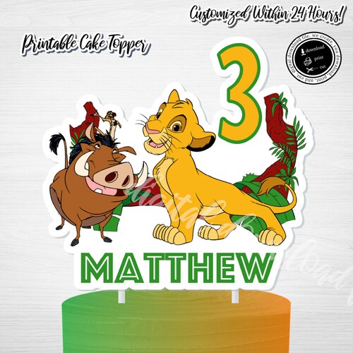 Printable Lion King Cake Topper Lion King Lion King Party Etsy Israel