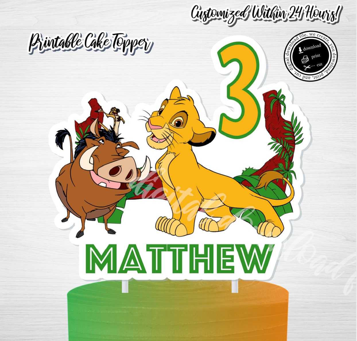 Printable Lion King Cake Topper Lion King Lion King Party Etsy