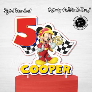 Mickey Roadster Racers Cake Topper: Personalized Birthday Party Decor (Digital Download)