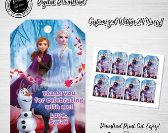 Printable Frozen Favor Tags: Customized Thank You (Digital Download)