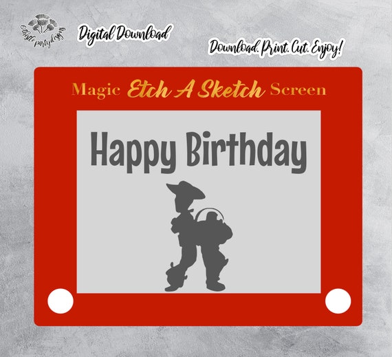 Printable Toy Story Sign Happy Birthday Etch A Sketch Sign Etch A Sketch Printable Etch A Sketch Digital Download Toy Story Party