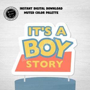 Druckbare gedeckte Farbpalette BOY STORY Kuchendeckel, Junge Geschichte Zeichen, Spielzeug Geschichte-Babyparty Zeichen-Kuchendeckel, Spielzeug Geschichte-Kuchen-Deckel, es ist ein Junge