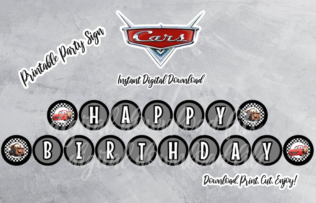 CARS Birthday Banner, Cars Banner, Digital Download Cars, Cars Birthday ...