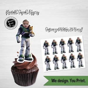 Custom Photo Buzz Lightyear Cupcake Toppers: Toy Story Party (Digital File)