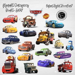 Centro de mesa de CARS, descarga digital de Cars, imprimible de Cars, centro de mesa digital de Cars, cumpleaños de Cars, suministros de Cars