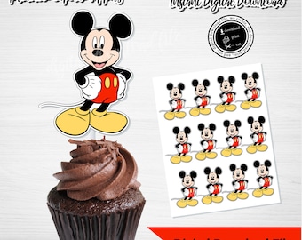 Mickey Mouse Cupcake Toppers: Clubhaus Party Dekor zum ausdrucken (PDF & JPEG)